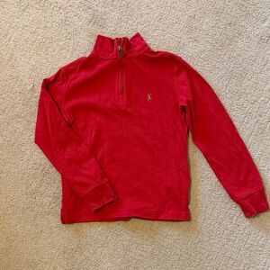 Kids Ralph Lauren Red Quarter-Zip Mock Neck Sweater